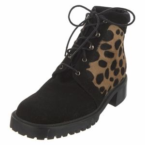 Brand new Stuart Weitzman  Ponyhair Animal Print Combat Boots
